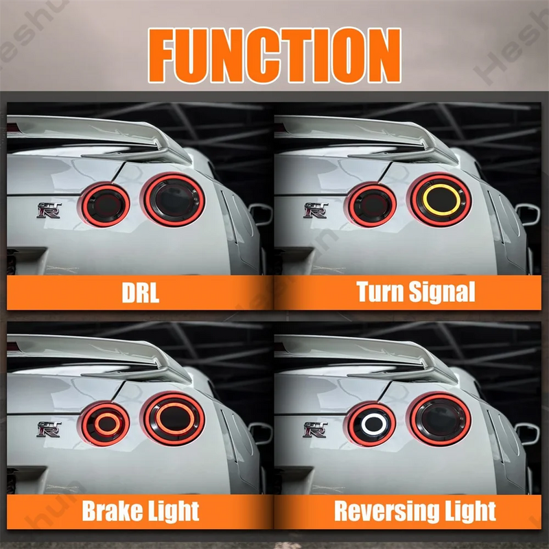 LED-Rückleuchten Paar Nissan GTR R35 Sequentiell - Dreiviertelansicht - Becquet Voiture