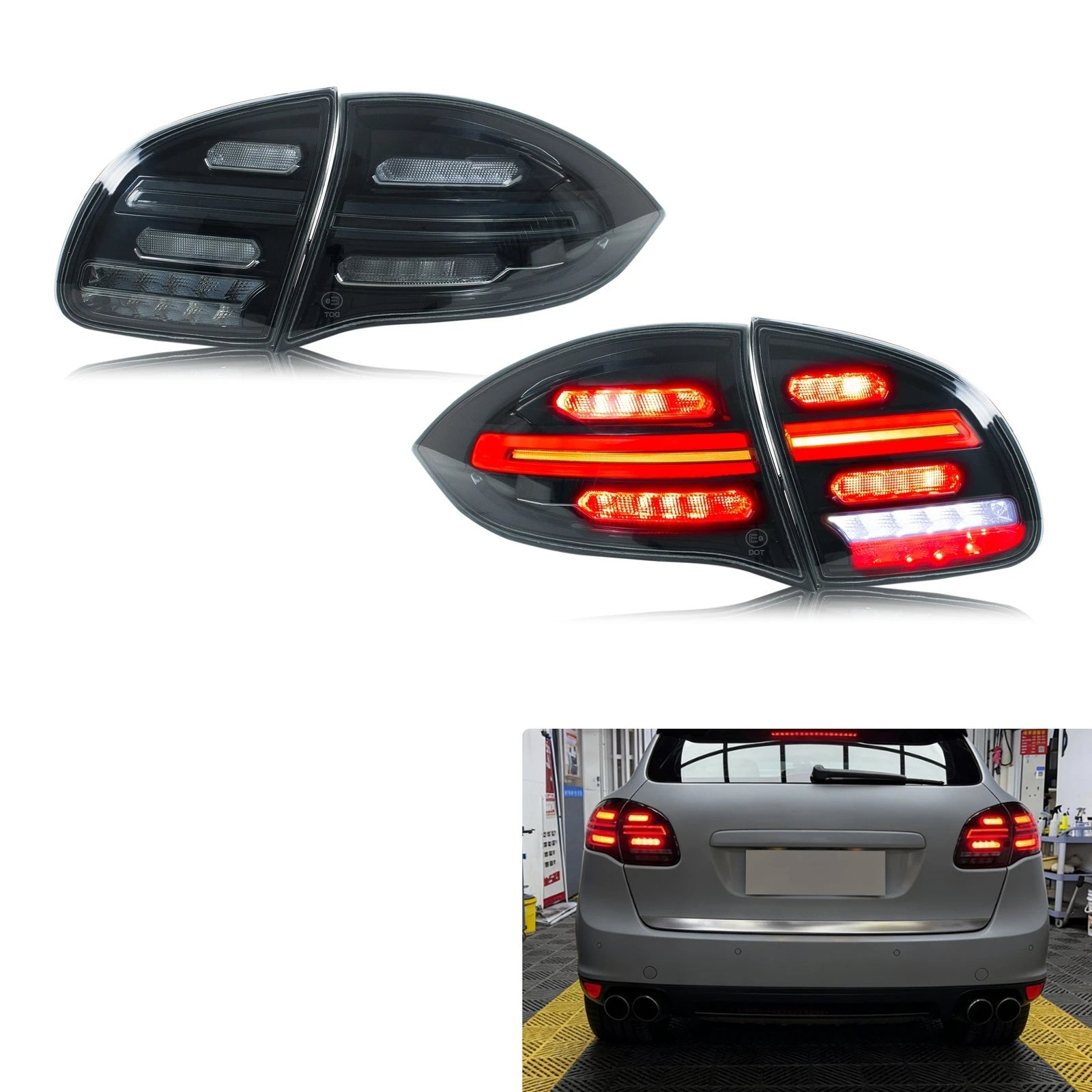 Feux Arrière LED Porsche Cayenne 958 92A 2011-2014 - vue de face - Becquet Voiture