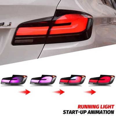 Feux Arrière LED RGB BMW Série 5 F10 M5 2011-2016 - installé sur véhicule - Becquet Voiture