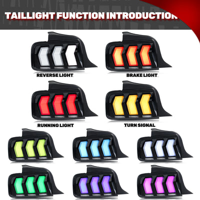 Feux Arrière LED RGB Ford Mustang S197 2005-2009 - vue de profil - Becquet Voiture
