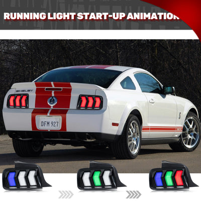 Feux Arrière LED RGB Ford Mustang S197 2005-2009 - vue de trois-quarts - Becquet Voiture