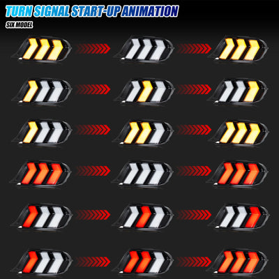 Feux Arrière LED RGB Ford Mustang S550 2015-2023 (réf. 2) - vue arrière - Becquet Voiture