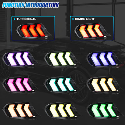 Feux Arrière LED RGB Ford Mustang S550 2015-2023 (réf. 2) - vue de profil - Becquet Voiture