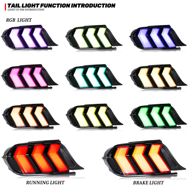 Feux Arrière LED RGB Ford Mustang S550 2015-2023 - vue arrière - Becquet Voiture