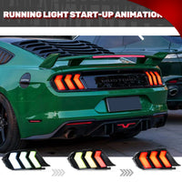 Feux Arrière LED RGB Ford Mustang S550 2015-2023 - vue de trois-quarts - Becquet Voiture