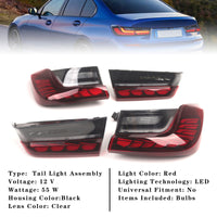 Feux Arrière LED Rouges BMW Série 3 G20 G28 G80 M3 2019-2024 - vue de profil - Becquet Voiture
