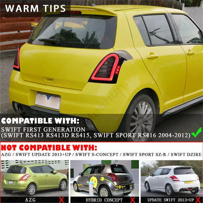 Feux Arrière LED Suzuki Swift 2006-2016 Look Sportif Paire - vue arrière - Becquet Voiture