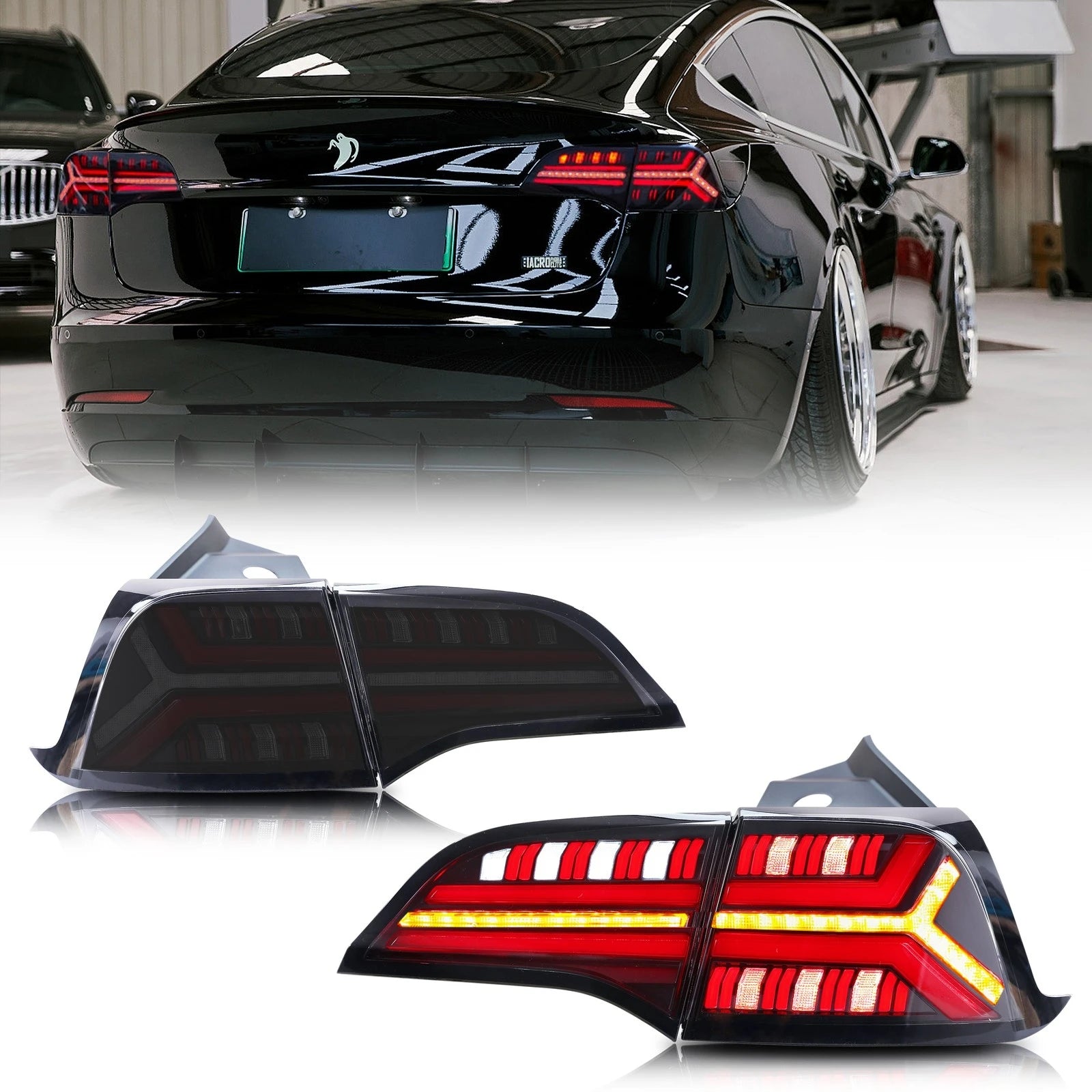 Feux Arrière LED Tesla Model 3 Model Y 2017-2023 - vue de face - Becquet Voiture