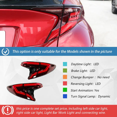 Feux Arrière LED Toyota C-HR CHR IZOA 2018-2023 - vue rapprochée - Becquet Voiture