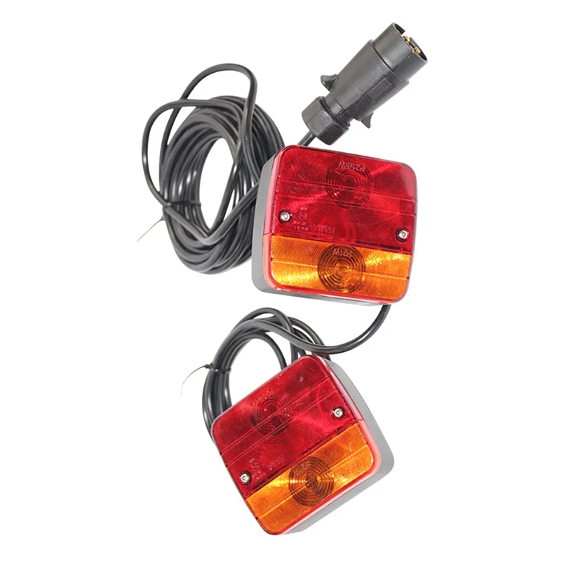Universal 12V 7-Pin LED Trailer Tail Lights - three-quarter view - Becquet Voiture