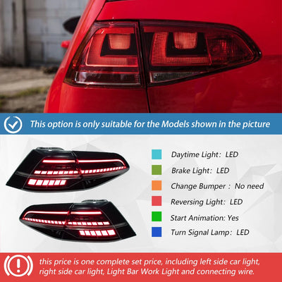 Feux Arrière LED Volkswagen Golf 7 7.5 2013-2021 - en situation - Becquet Voiture