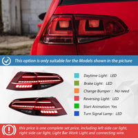 LED Taillights Volkswagen Golf 7 7.5 2013-2021 - front view 2 - Becquet Voiture