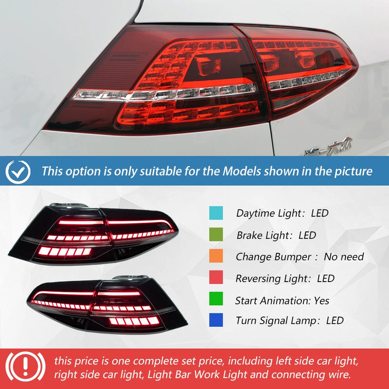 LED Taillights Volkswagen Golf 7 7.5 2013-2021 - side view 2 - Becquet Voiture
