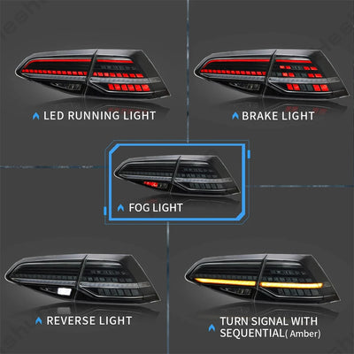 Feux Arrière LED Volkswagen Golf 7 MK7 GTD GTI - packshot studio - Becquet Voiture