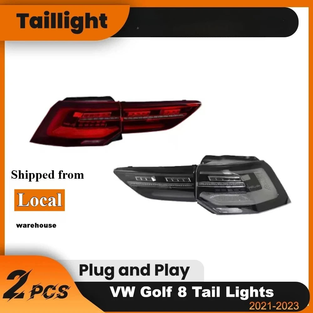 Feux Arrière LED Volkswagen Golf 8 2021-2023 Stop DRL - vue de face - Becquet Voiture