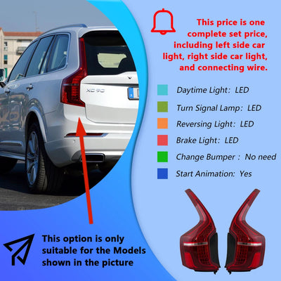 Feux Arrière LED Volvo XC90 2015-2025 Mise à Niveau Nouveau Style - vue rapprochée - Becquet Voiture