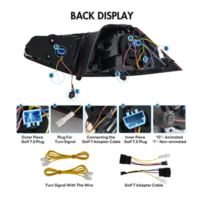 Feux Arrière LED VW Golf 7 7.5 2013-2020 - installé sur véhicule - Becquet Voiture