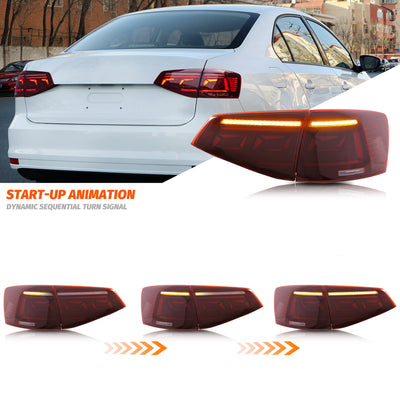 Feux Arrière LED VW Jetta 2015-2018 - vue de trois-quarts - Becquet Voiture