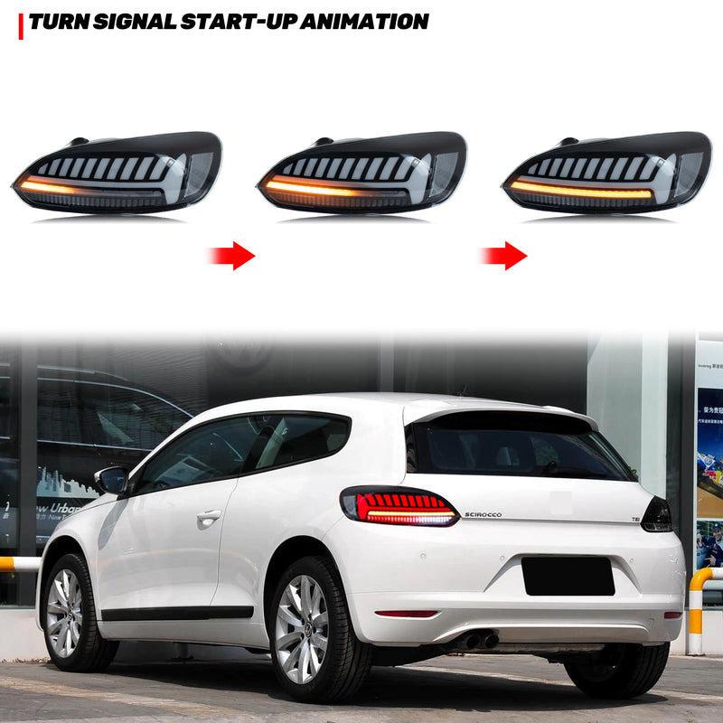 LED Taillights VW Scirocco 3 2008-2017 - three-quarter view - Becquet Voiture