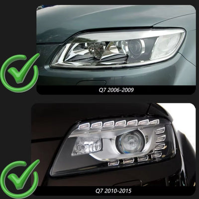 Feux Avant LED Audi Q7 4L 2005-2015 Noir - installé sur véhicule - Becquet Voiture