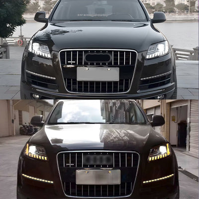 Feux Avant LED Audi Q7 4L 2005-2015 Noir - vue de profil - Becquet Voiture