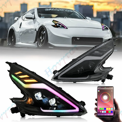 Feux Avant LED Nissan 370Z Coupe Nismo Z34 - détail du montage - Becquet Voiture