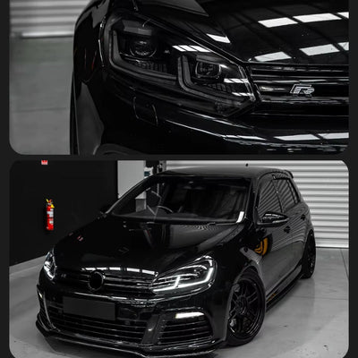 Feux Avant LED VW Golf 6 GTI R Noir Rouge - vue arrière - Becquet Voiture