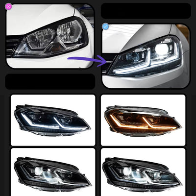Feux Avant LED VW Golf 7 Ligne Noir Rouge - détail du montage - Becquet Voiture