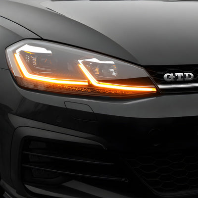 Feux Avant LED VW Golf 7 Ligne Noir Rouge - vue arrière - Becquet Voiture