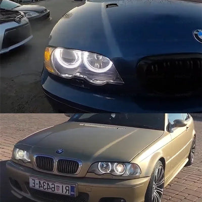 Feux de Jour DRL Angel Eyes LED 6000K BMW Série 3 E46 - installé sur véhicule - Becquet Voiture