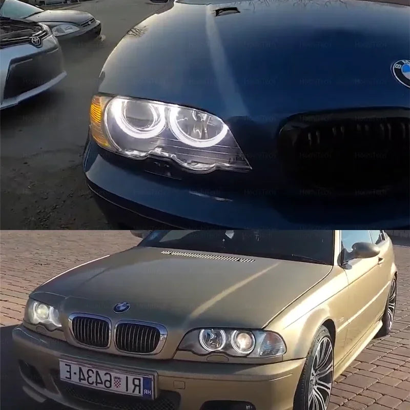 DRL Angel Eyes LED 6000K BMW 3 Series E46 - fitted on vehicle - Becquet Voiture