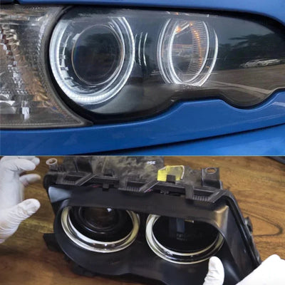 Feux de Jour DRL Angel Eyes LED 6000K BMW Série 3 E46 - packshot studio - Becquet Voiture