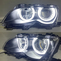 DRL Angel Eyes LED 6000K BMW 3 Series E46 - front view - Becquet Voiture