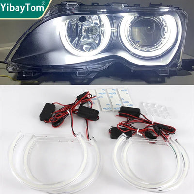 Feux de Jour DRL Angel Eyes LED 6000K BMW Série 3 E46 - vue de profil - Becquet Voiture