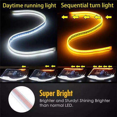Feux de Jour DRL Bande Flexible LED 12V - installé sur véhicule - Becquet Voiture
