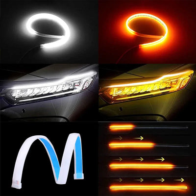 Feux de Jour DRL Bande Flexible LED 12V - vue de face - Becquet Voiture
