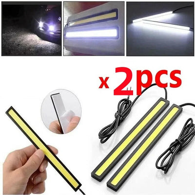 Feux de Jour DRL COB Universels 17cm (Kit 2 Pièces) - vue de face - Becquet Voiture
