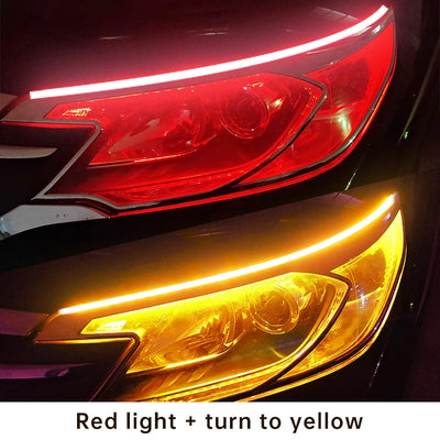 Feux de Jour DRL Flexibles Universels Clignotant Défilant 12V - vue de dessus - Becquet Voiture