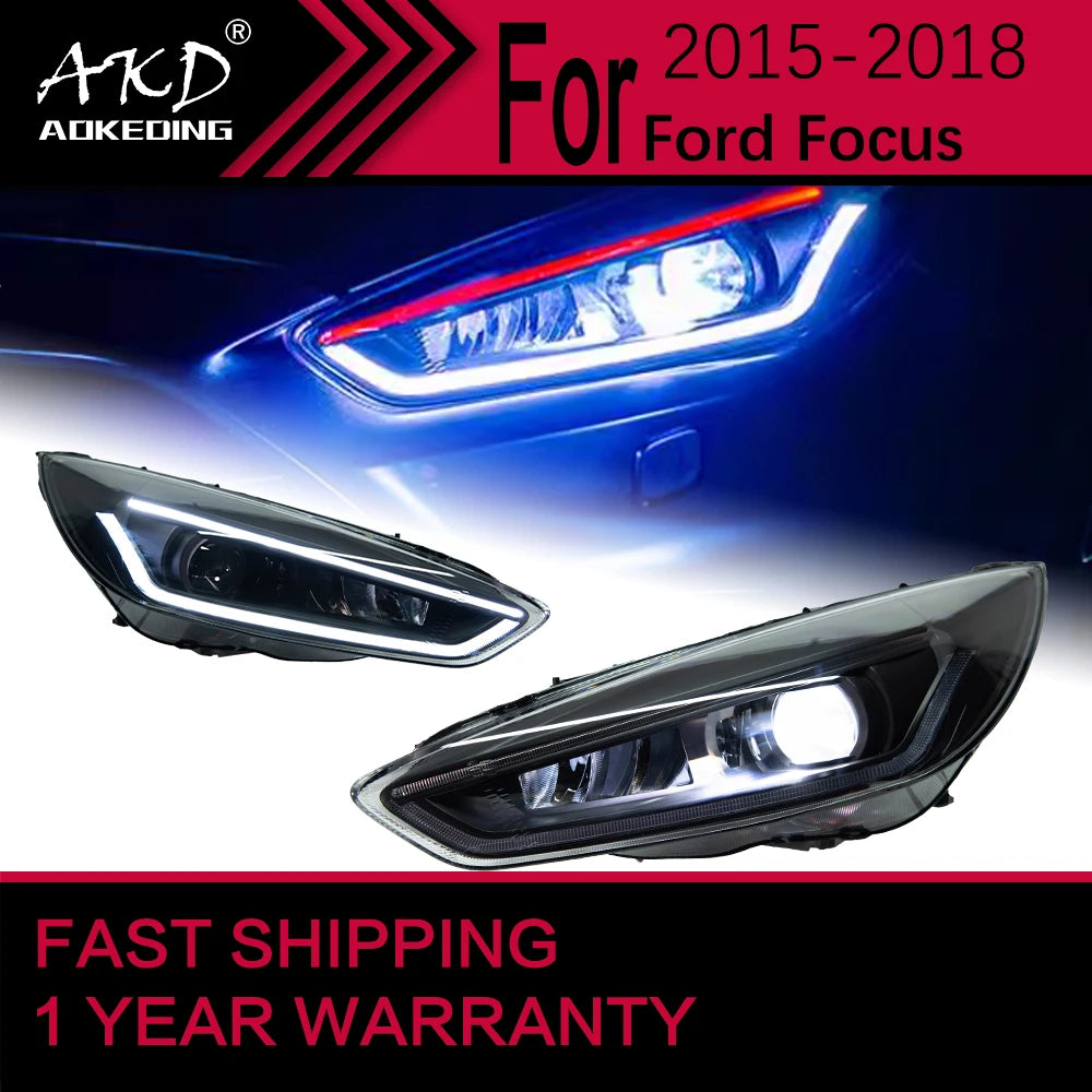 Feux de Jour DRL Ford Focus Mk3 2015-2018 - vue de face - Becquet Voiture