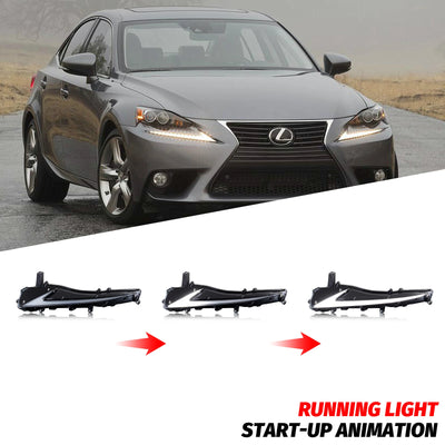Feux de Jour DRL LED Lexus IS 2014-2016 (réf. 3) - vue de trois-quarts - Becquet Voiture