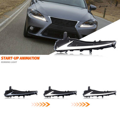 Feux de Jour DRL LED Lexus IS 2014-2016 - vue de trois-quarts - Becquet Voiture