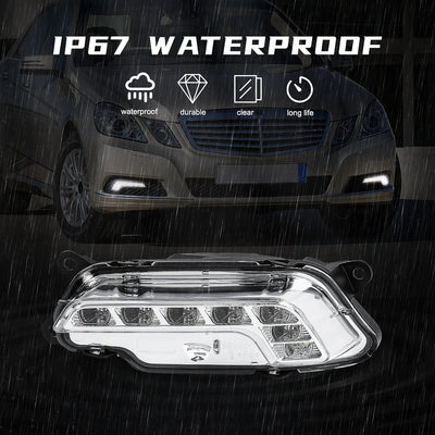 Feux de Jour DRL LED Mercedes Benz W212 E350 E550 E63 - vue de trois-quarts - Becquet Voiture