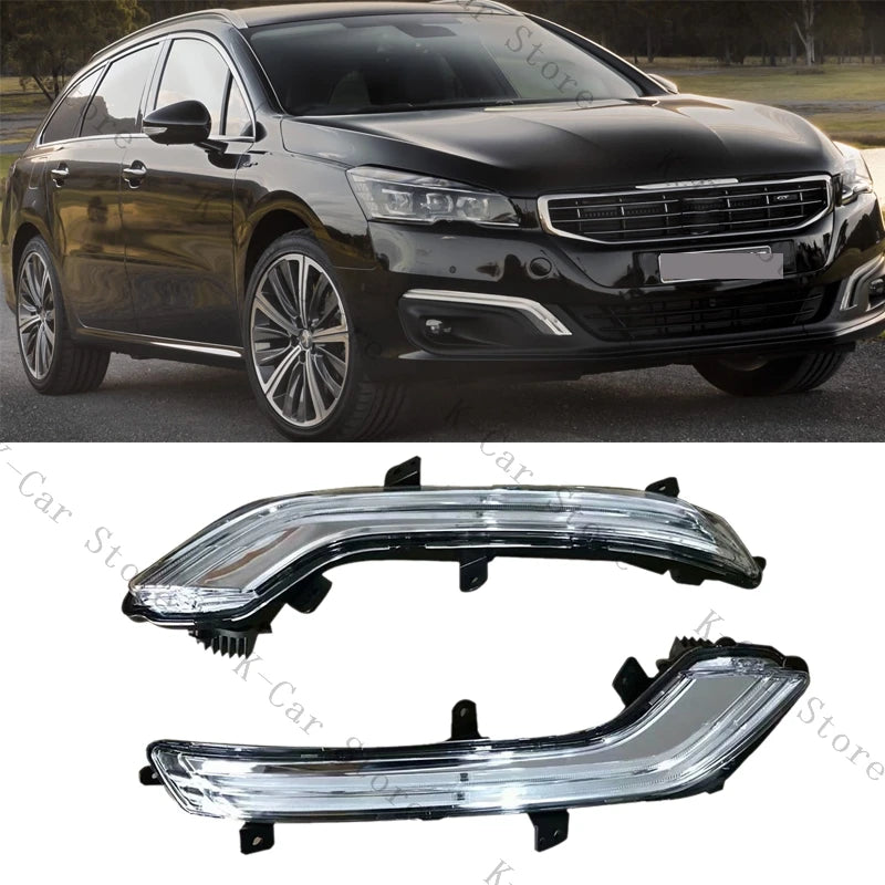 Feux de Jour DRL LED Peugeot 508 2015-2016 - vue de face - Becquet Voiture