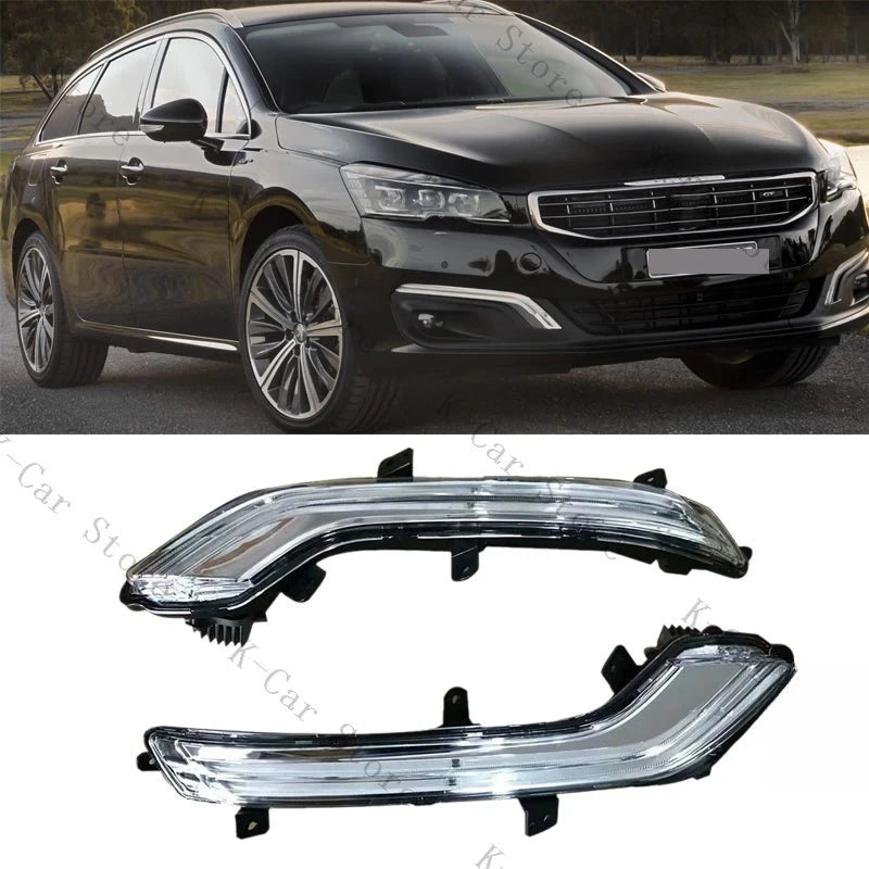 Feux de Jour DRL LED Peugeot 508 2015-2016 - vue de face - Becquet Voiture