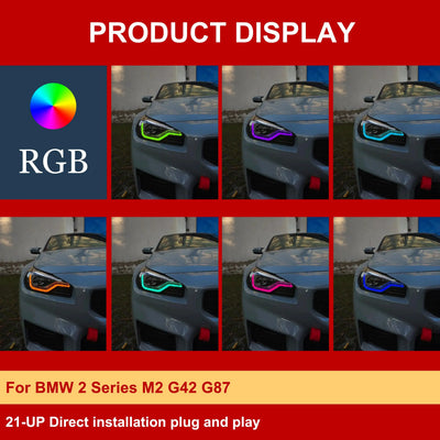 Feux de Jour DRL LED RGBW BMW M2 G87 Série 2 G42 2023-2025 - vue de trois-quarts - Becquet Voiture