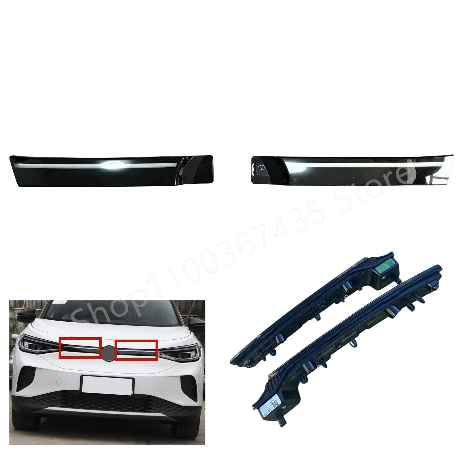Feux de Jour DRL LED Volkswagen ID.4 Crozz - vue de face - Becquet Voiture
