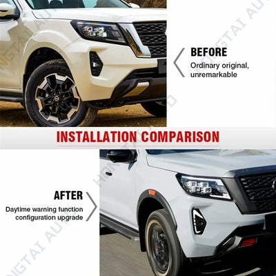 Feux de Jour DRL Nissan Navara NP300 2020-2023 - vue de trois-quarts - Becquet Voiture
