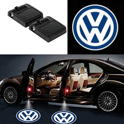 Feux de Porte LED Sans Fil VW Logo HD Kit 2 - vue de face - Becquet Voiture