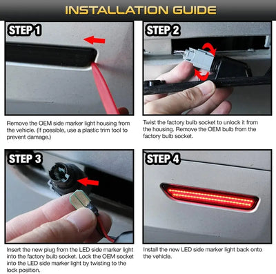 Feux de Position Latéraux LED Ford Mustang (2010-2014) Garde-Boue - installé sur véhicule - Becquet Voiture