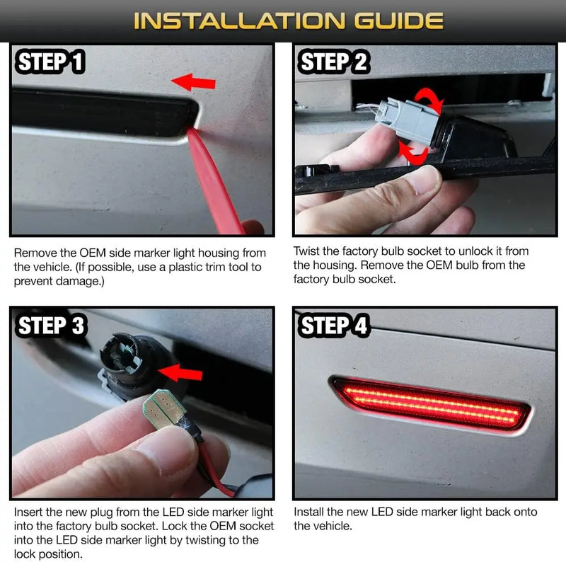 Feux de Position Latéraux LED Ford Mustang (2010-2014) Garde-Boue - installé sur véhicule - Becquet Voiture